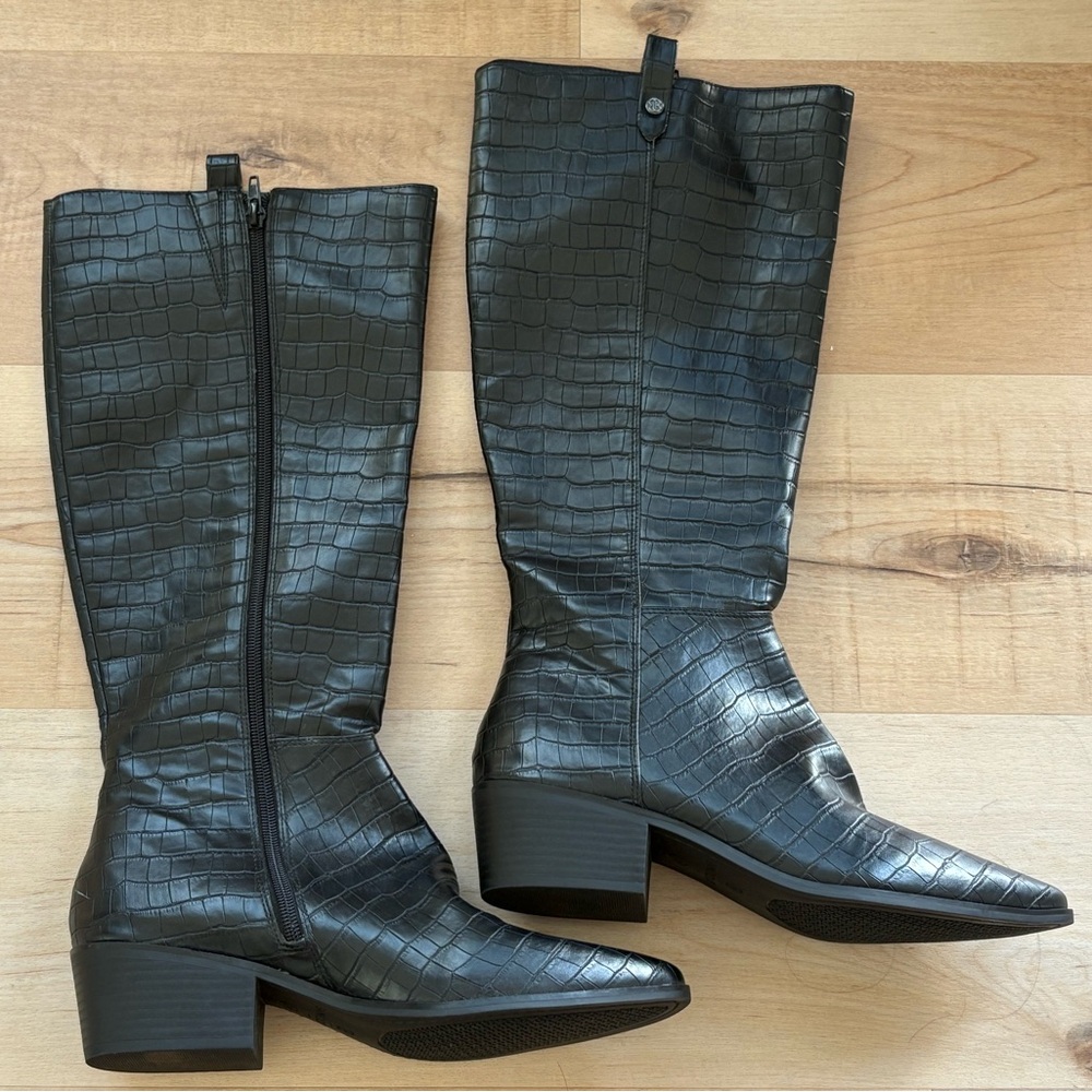 Bandolino Black Croc-Embossed Knee-High Boots